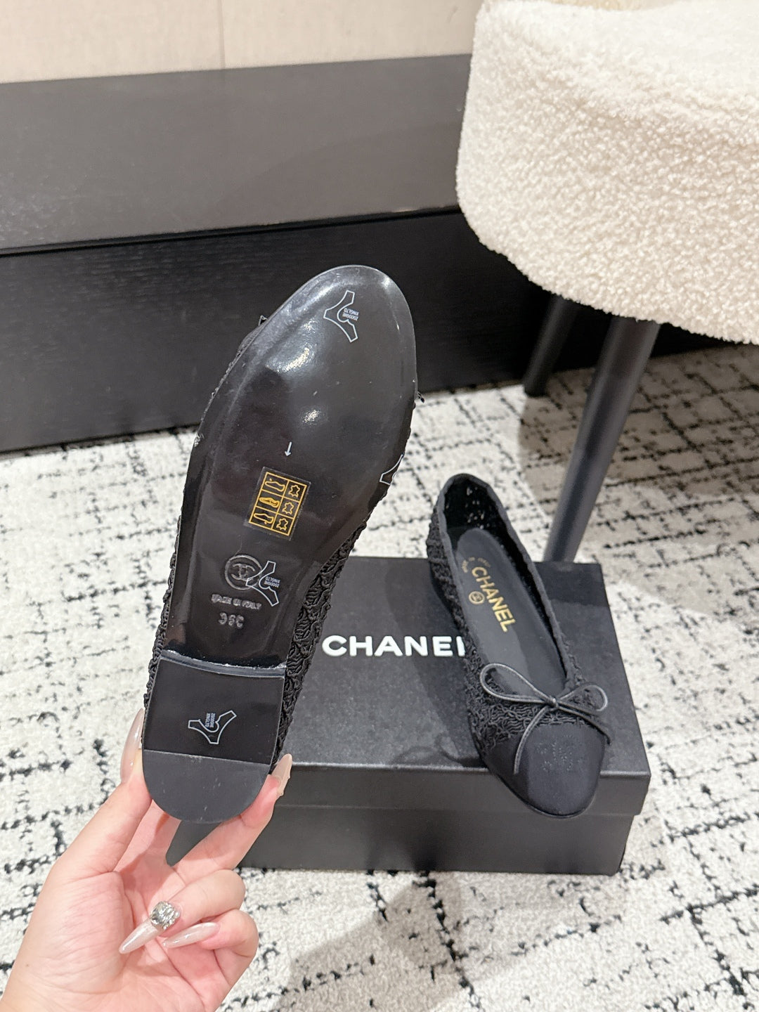 BALLET FLAT 25S IN BLACK TWEED