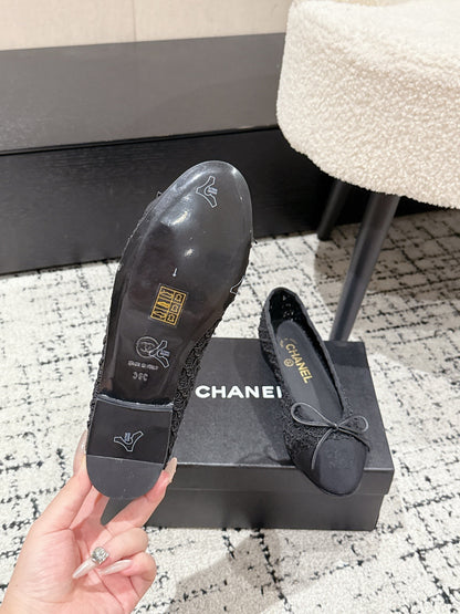 BALLET FLAT 25S IN BLACK TWEED