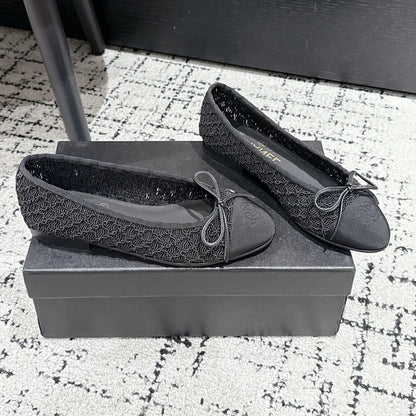 BALLET FLAT 25S IN BLACK TWEED