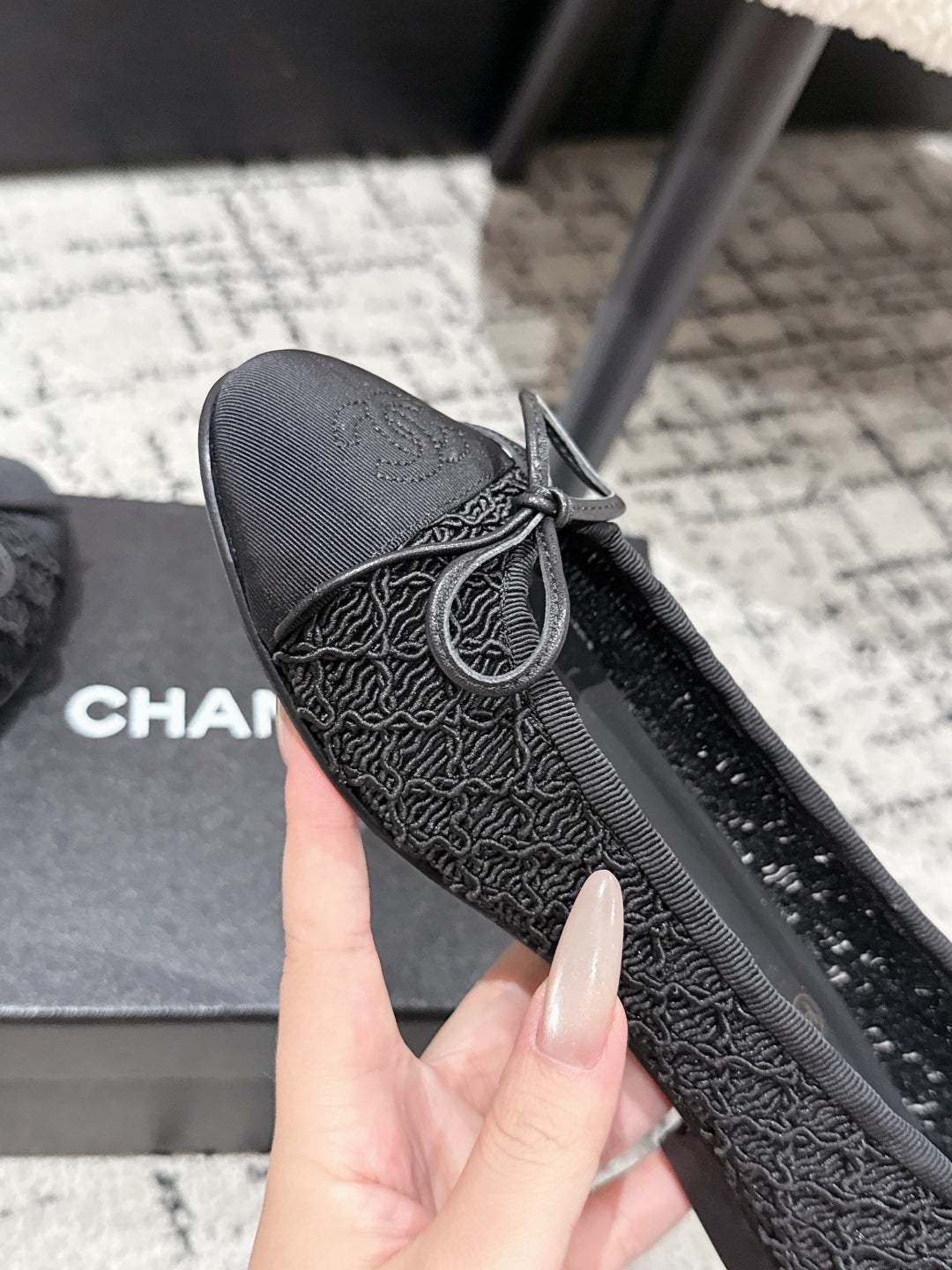 BALLET FLAT 25S IN BLACK TWEED