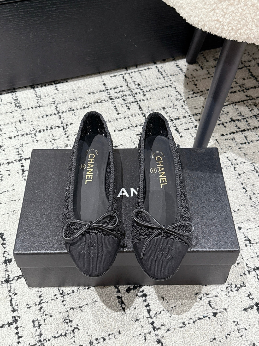 BALLET FLAT 25S IN BLACK TWEED