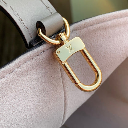 ALL IN BB BAG 18 IN TOURTERELLE GREY AND CREAM EMBOSSED COWHIDE