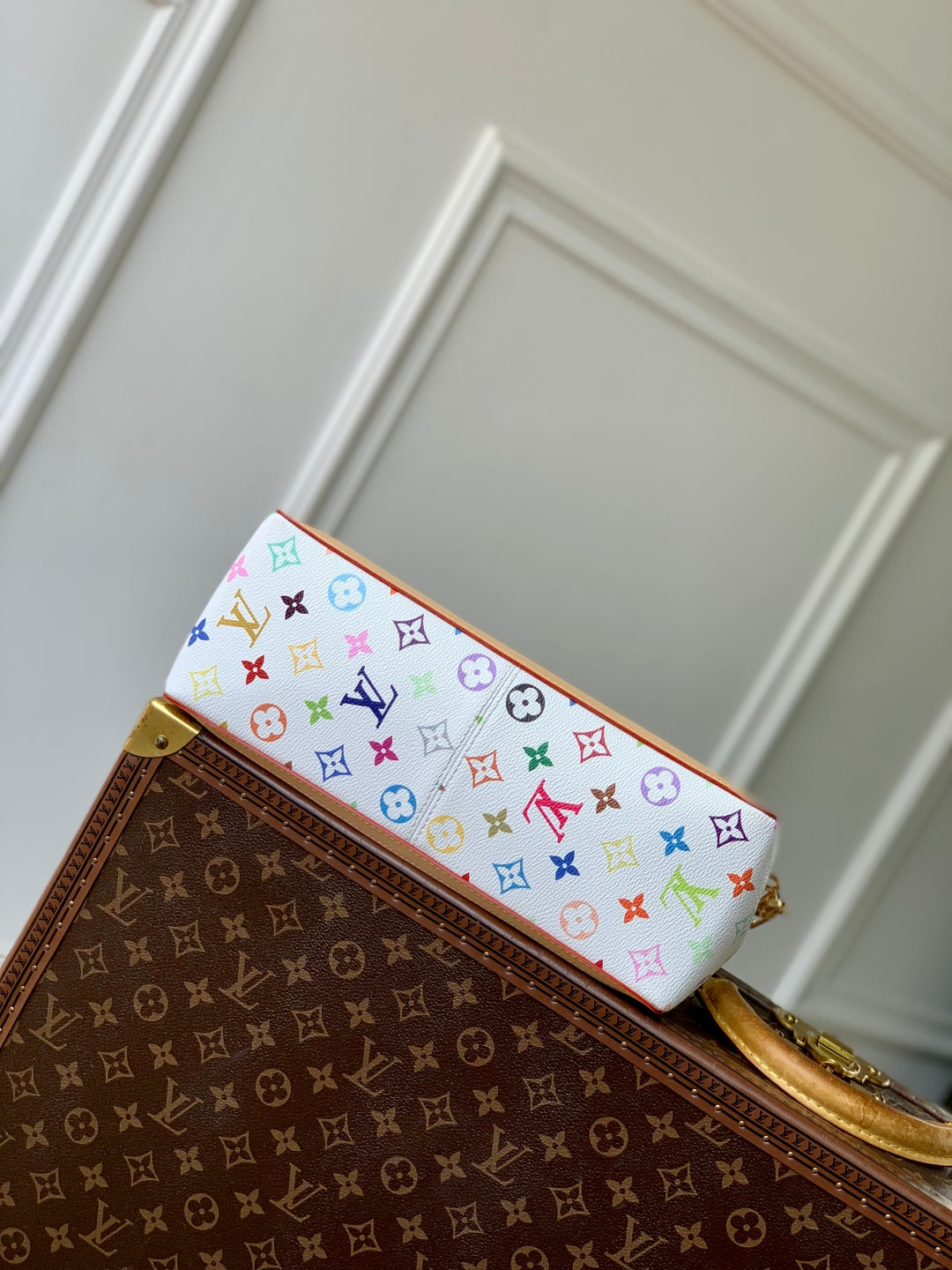LV x TM DAUPHINE SOFT 28 IN COLORFUL MONOGRAM PATTERN AND WHITE COATED CANVAS