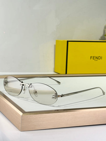 FIRST CRYSTAL RIMLESS OVAL FRAME SUNGLASSES FE4075US IN METAL