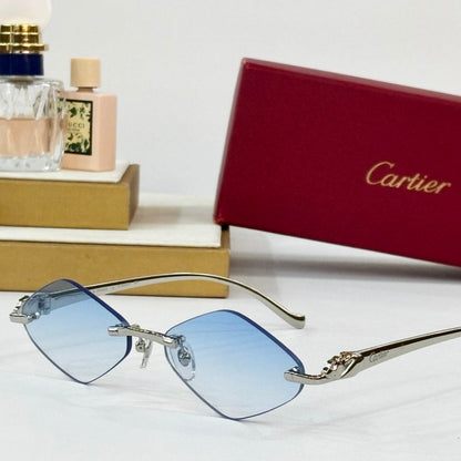 PANTHÈRE RIMLESS RHOMBUS FRAME SUNGLASSES 564102 IN METAL