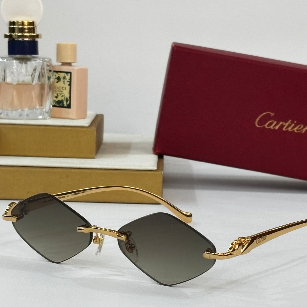 PANTHÈRE RIMLESS RHOMBUS FRAME SUNGLASSES 564102 IN METAL