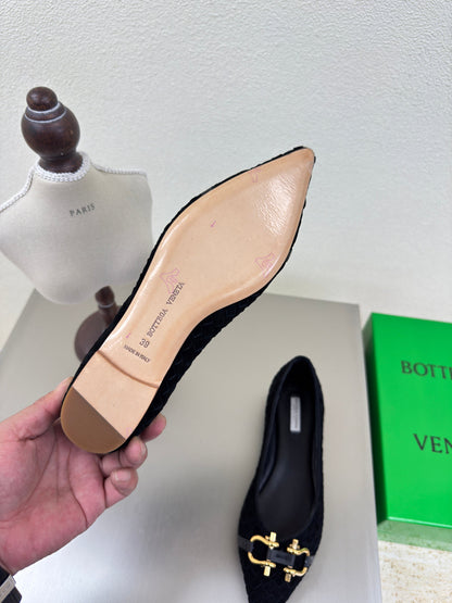 BALLET FLAT IN BLACK INTRECCIATO SUEDE