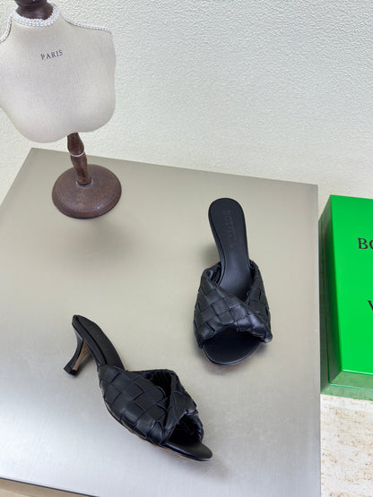 BLINK HIGH 5 CM MULE IN BLACK INTRECCIATO LEATHER
