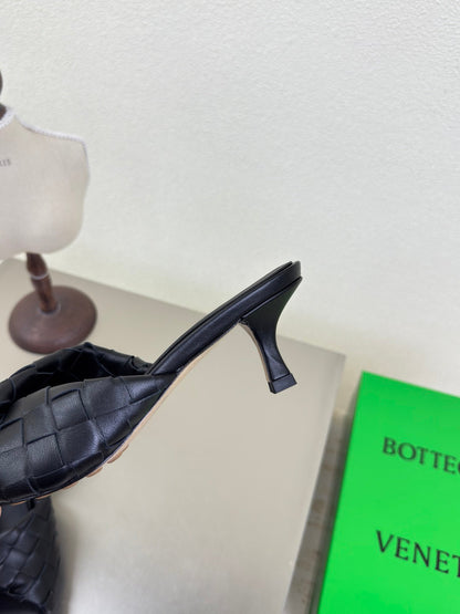 BLINK HIGH 5 CM MULE IN BLACK INTRECCIATO LEATHER