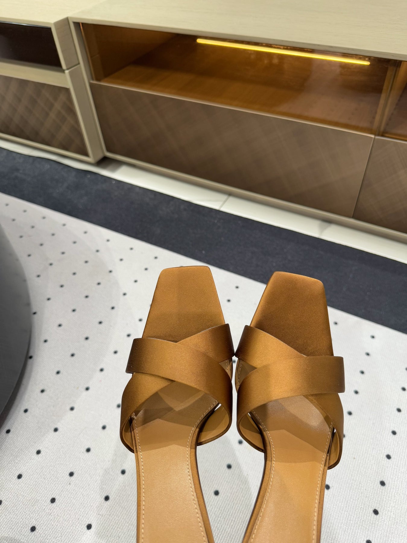 OPYUM HIGH MULES IN BROWNIE SILK