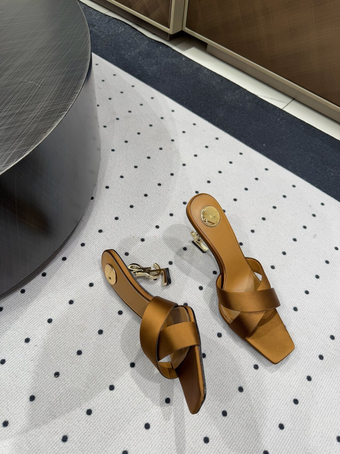 OPYUM HIGH MULES IN BROWNIE SILK