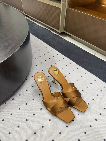 OPYUM HIGH MULES IN BROWNIE SILK