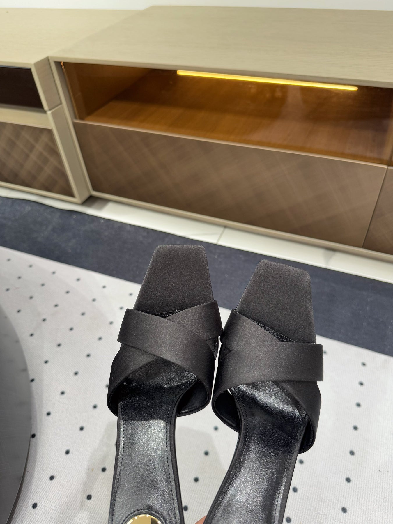 OPYUM HIGH MULES IN BLACK SILK