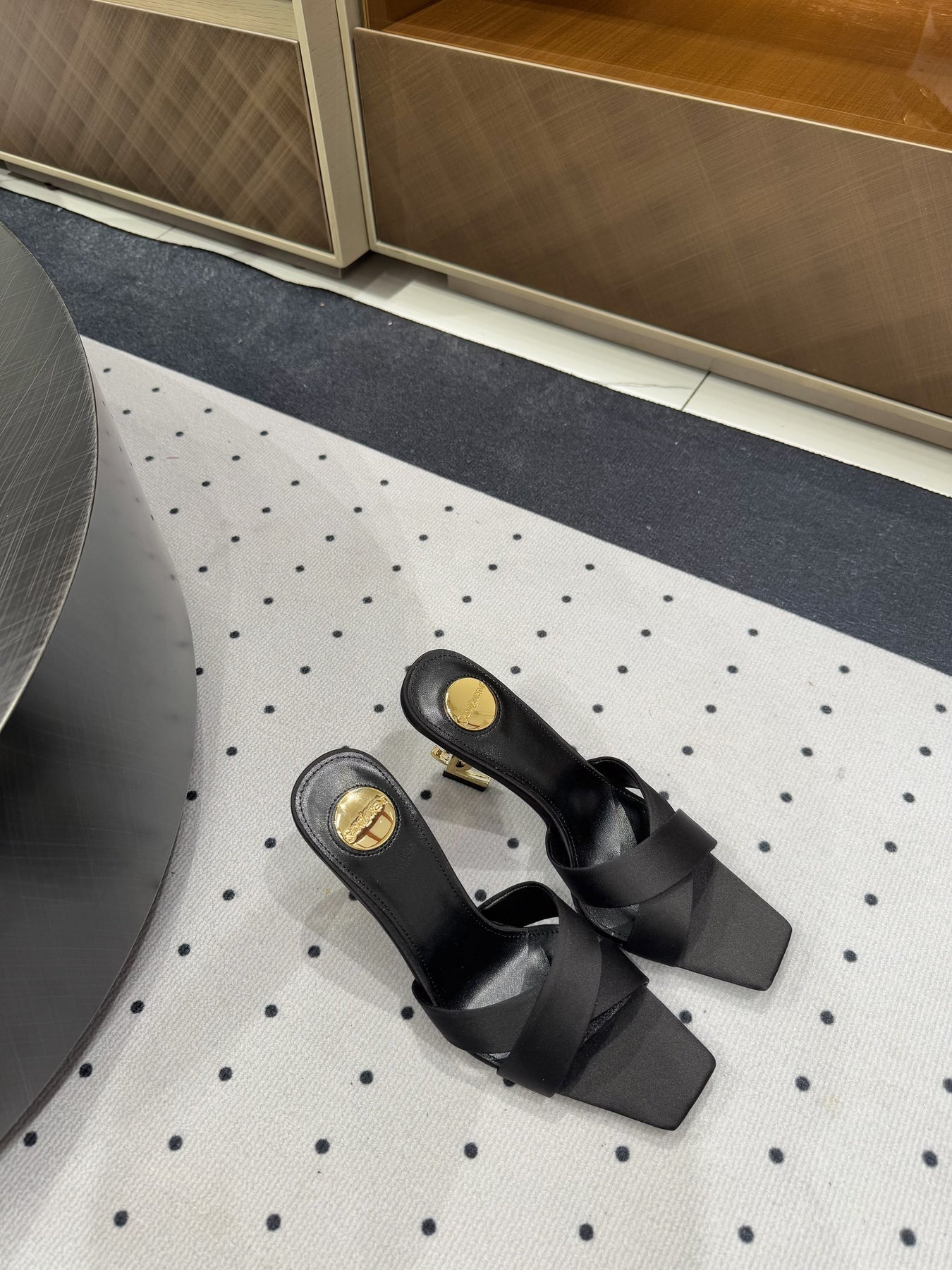 OPYUM HIGH MULES IN BLACK SILK