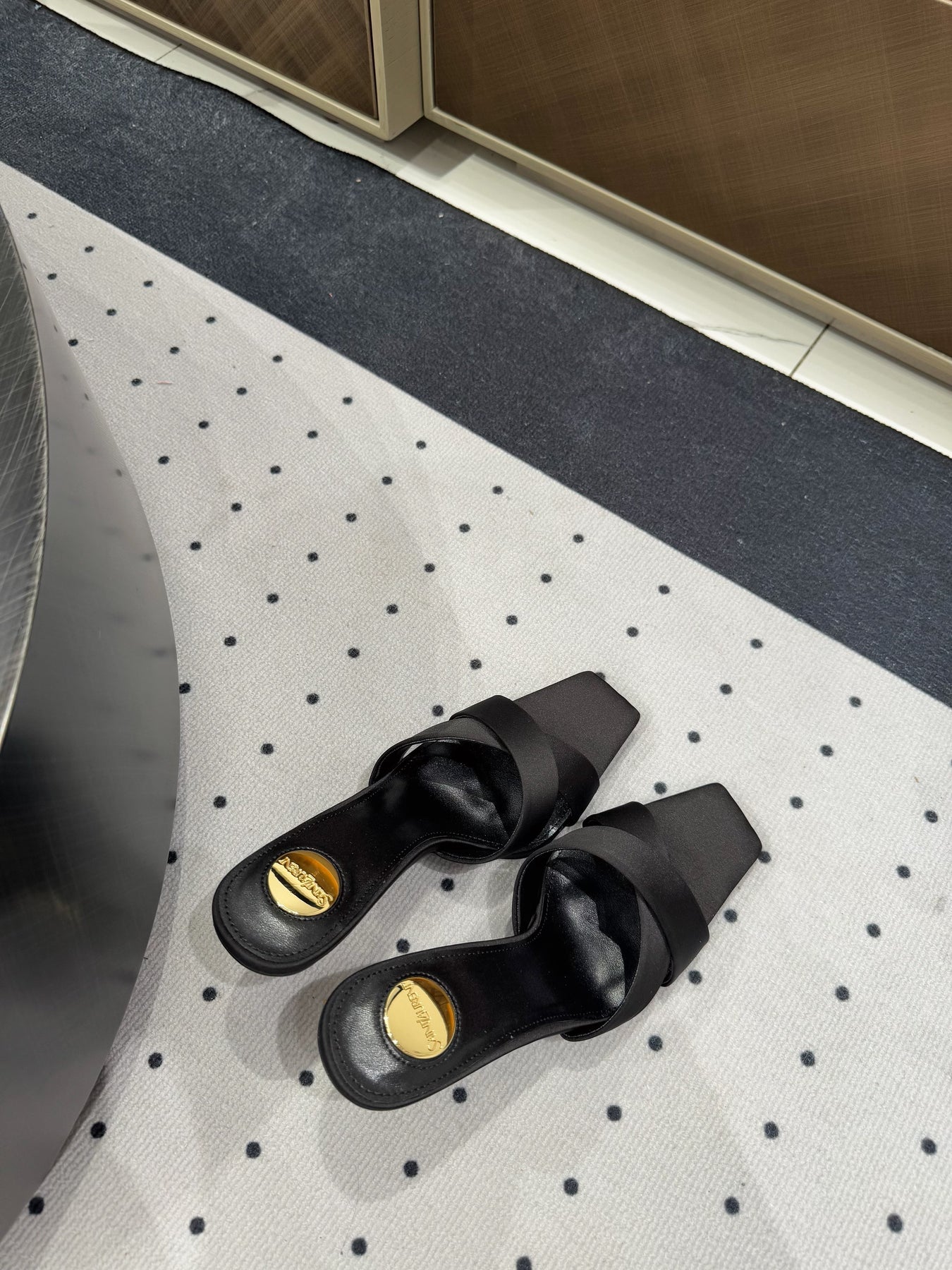 OPYUM HIGH MULES IN BLACK SILK