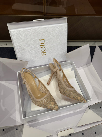 HIGH HEELS SLINGBACK IN CAMEL BEIGE LAMB SUEDE 10 CM