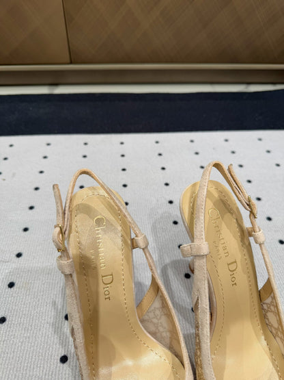 HIGH HEELS SLINGBACK IN CAMEL BEIGE LAMB SUEDE 10 CM