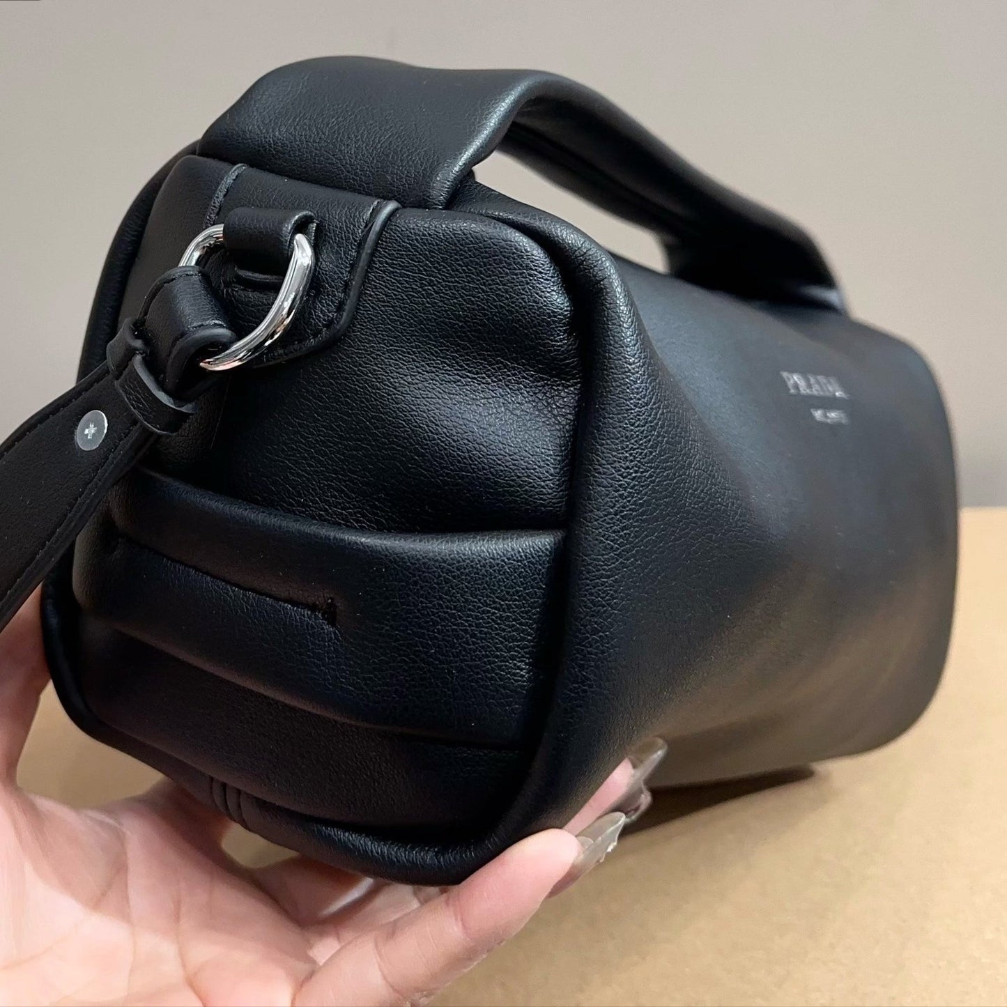 NOLITA CYLINDER BAG 22 IN BLACK SHINY LAMBSKIN