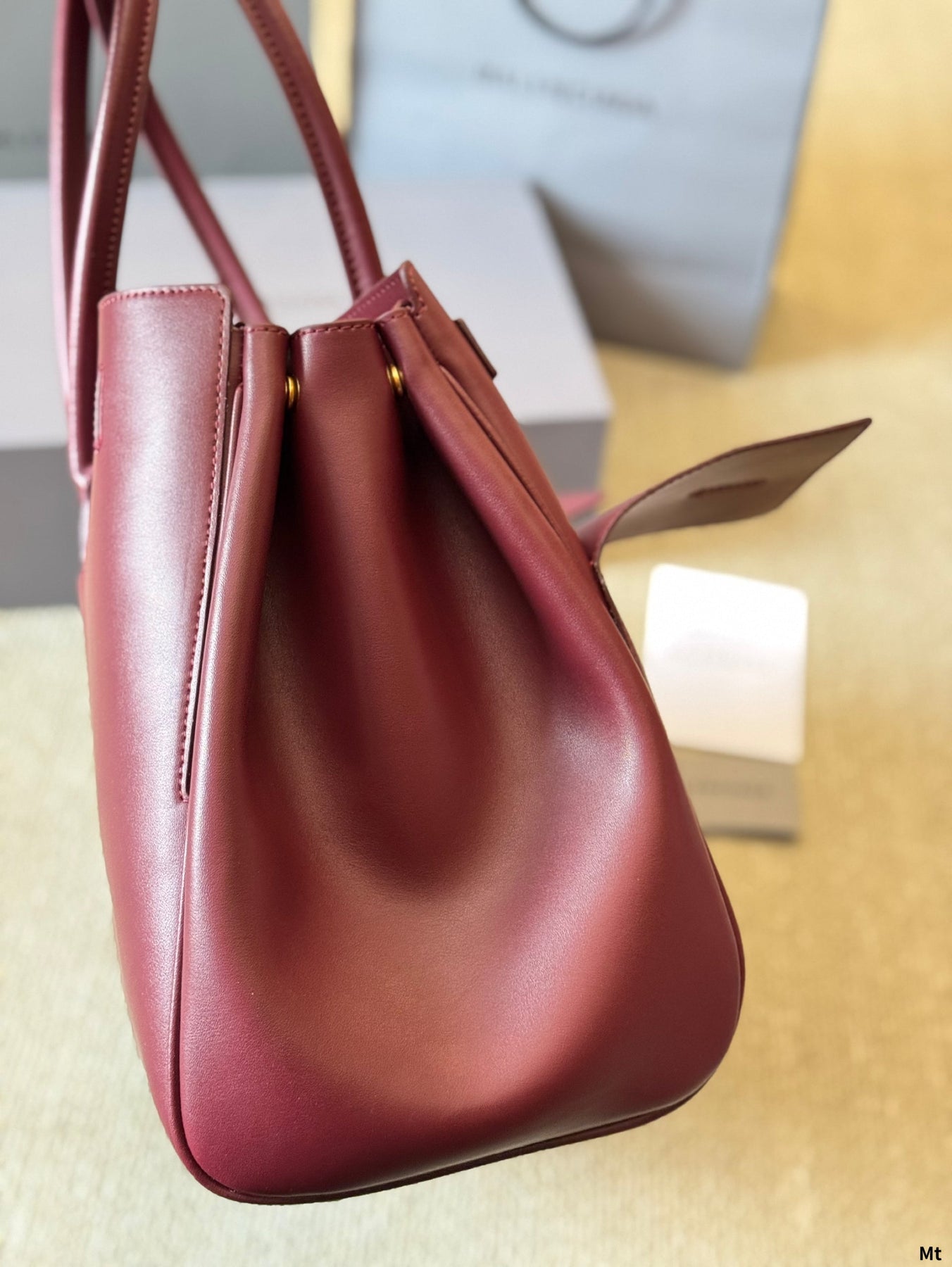 BEL AIR CARRY ALL BAG 37 IN BURGUNDY RED NAPPA LAMBSKIN GOLD HARDWARE