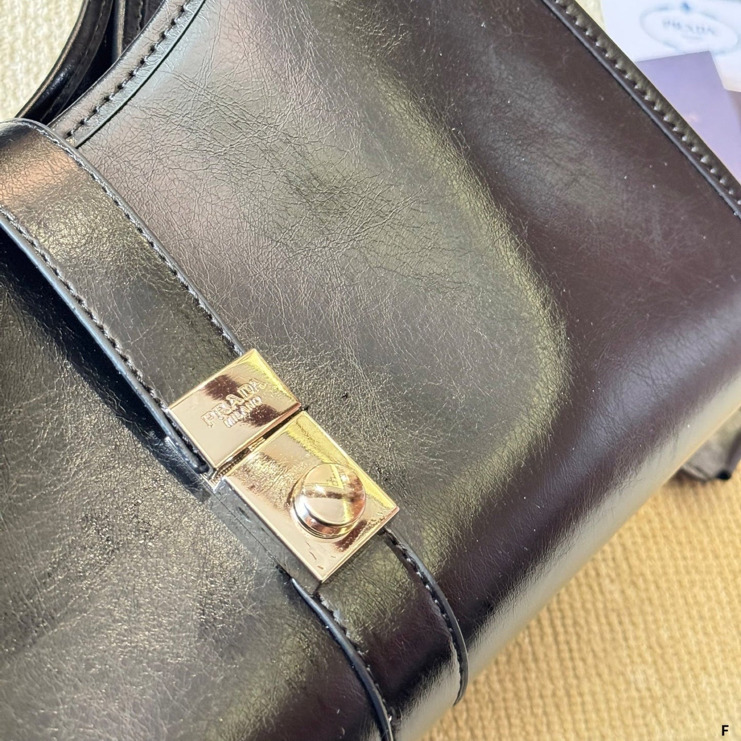 METAL CLASP MINI TOTE BAG 25 IN BLACK SHINY SMOOTH CALFSKIN