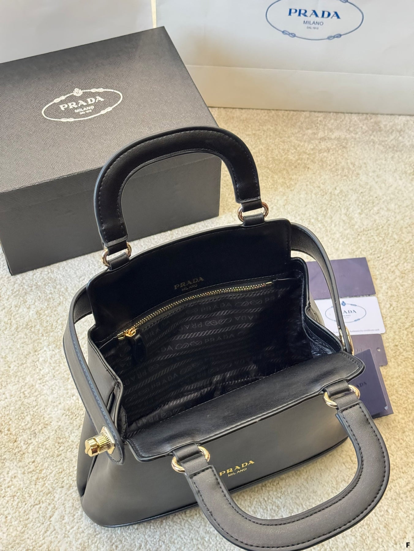 CAREY BAG 45 IN BLACK SMOOTH SHINY CALFSKIN