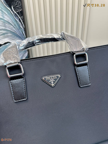 EMBOSSED LOGO BRIEFCASE 38 IN BLACK FABRIC