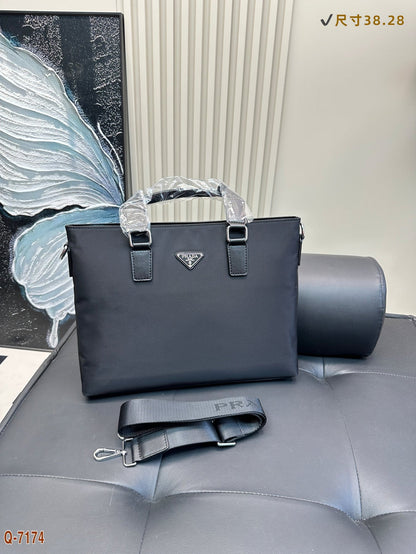 EMBOSSED LOGO BRIEFCASE 38 IN BLACK FABRIC