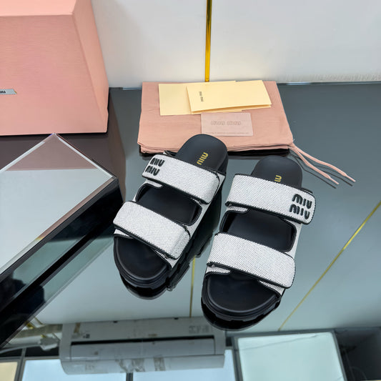 PLATFORM SANDALS IN BLACK EVA SOLE WHITE WITH BLACK POLKA DOTS