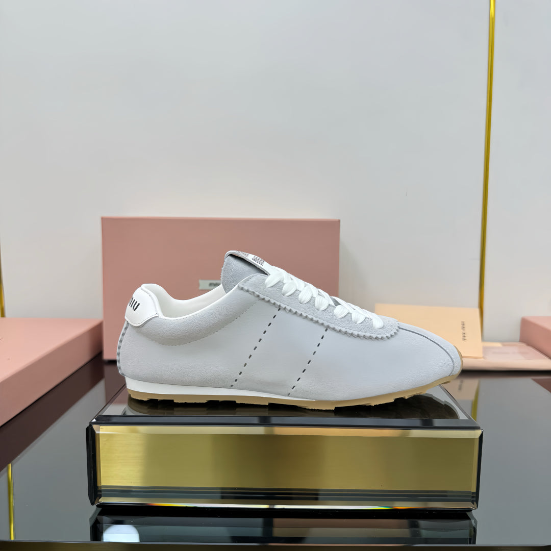 PLUME NAPPA SNEAKERS IN LIGHT GREY CALFSKIN