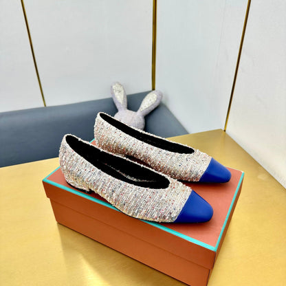 BALLET IN MULTICOLOR TWEED MIX BLUE LAMBSKIN