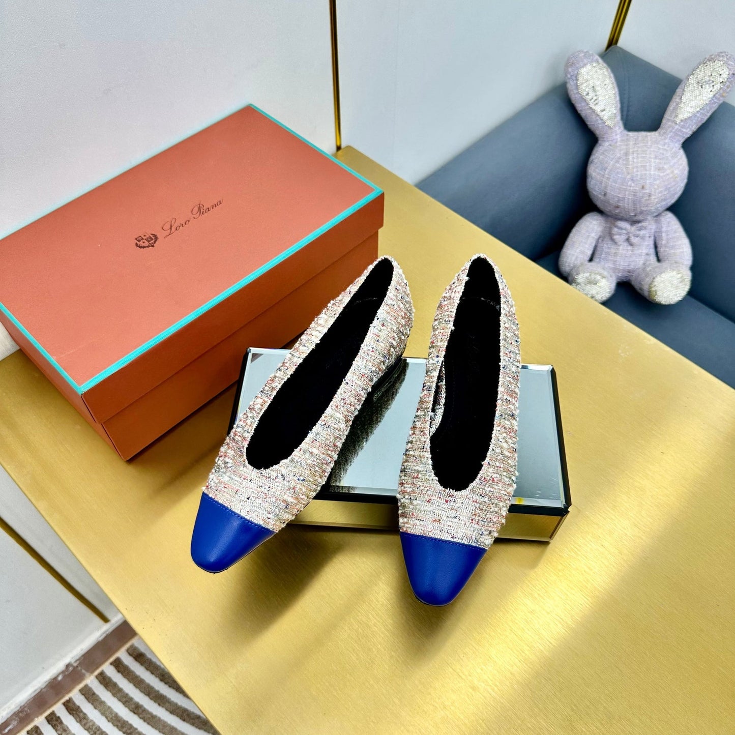 BALLET IN MULTICOLOR TWEED MIX BLUE LAMBSKIN