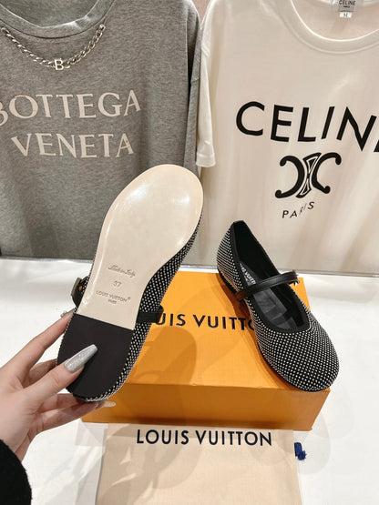 ROMY FLAT BALLERINA IN BLACK LAMBSKIN EMBELLISHED SILVER-TONED STUDS