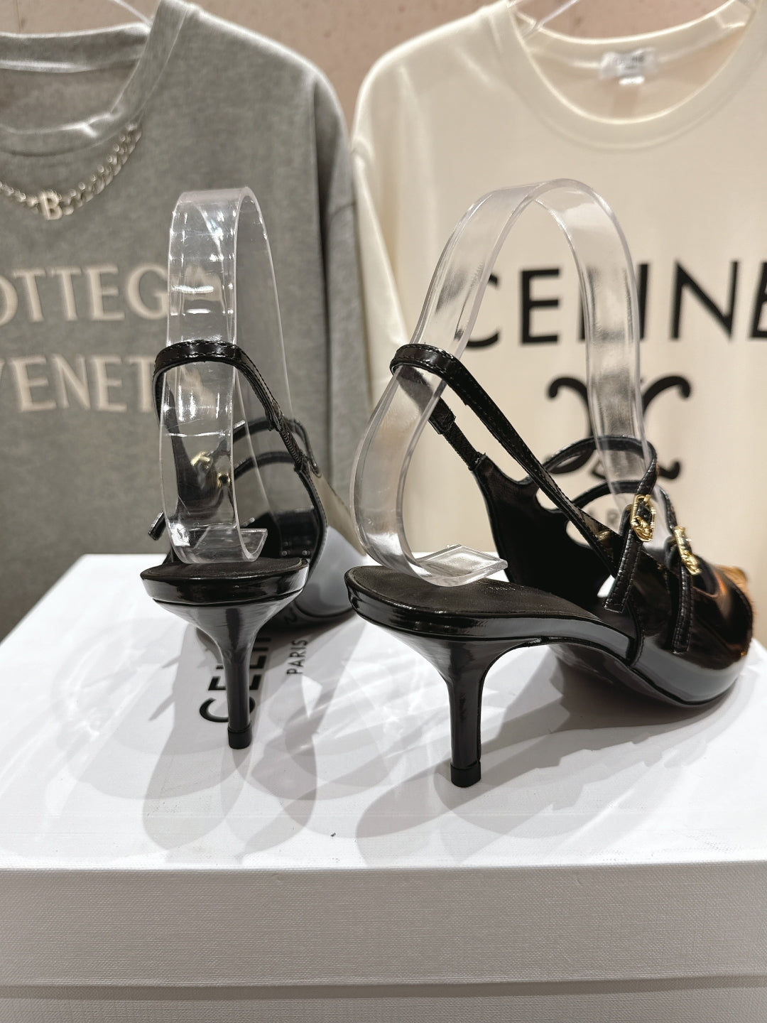 JUDY DOUBLE STRAP MARY JANE SLINGBACK 65MM IN BLACK PATENT CALFSKIN AND LEOPARD PRINTED HAIRY CALFSKIN