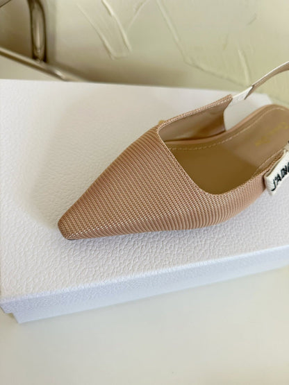 J'ADIOR SLINGBACK FLAT NUDE PINK TECHNICAL FABRIC