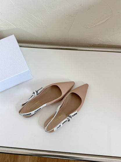 J'ADIOR SLINGBACK FLAT NUDE PINK TECHNICAL FABRIC