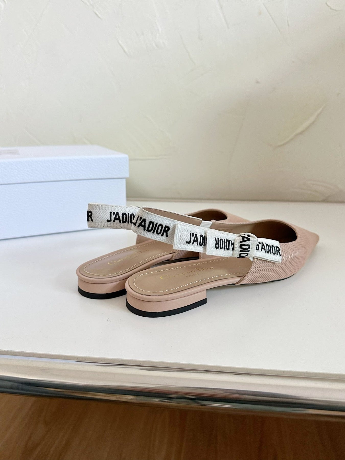 J'ADIOR SLINGBACK FLAT NUDE PINK TECHNICAL FABRIC