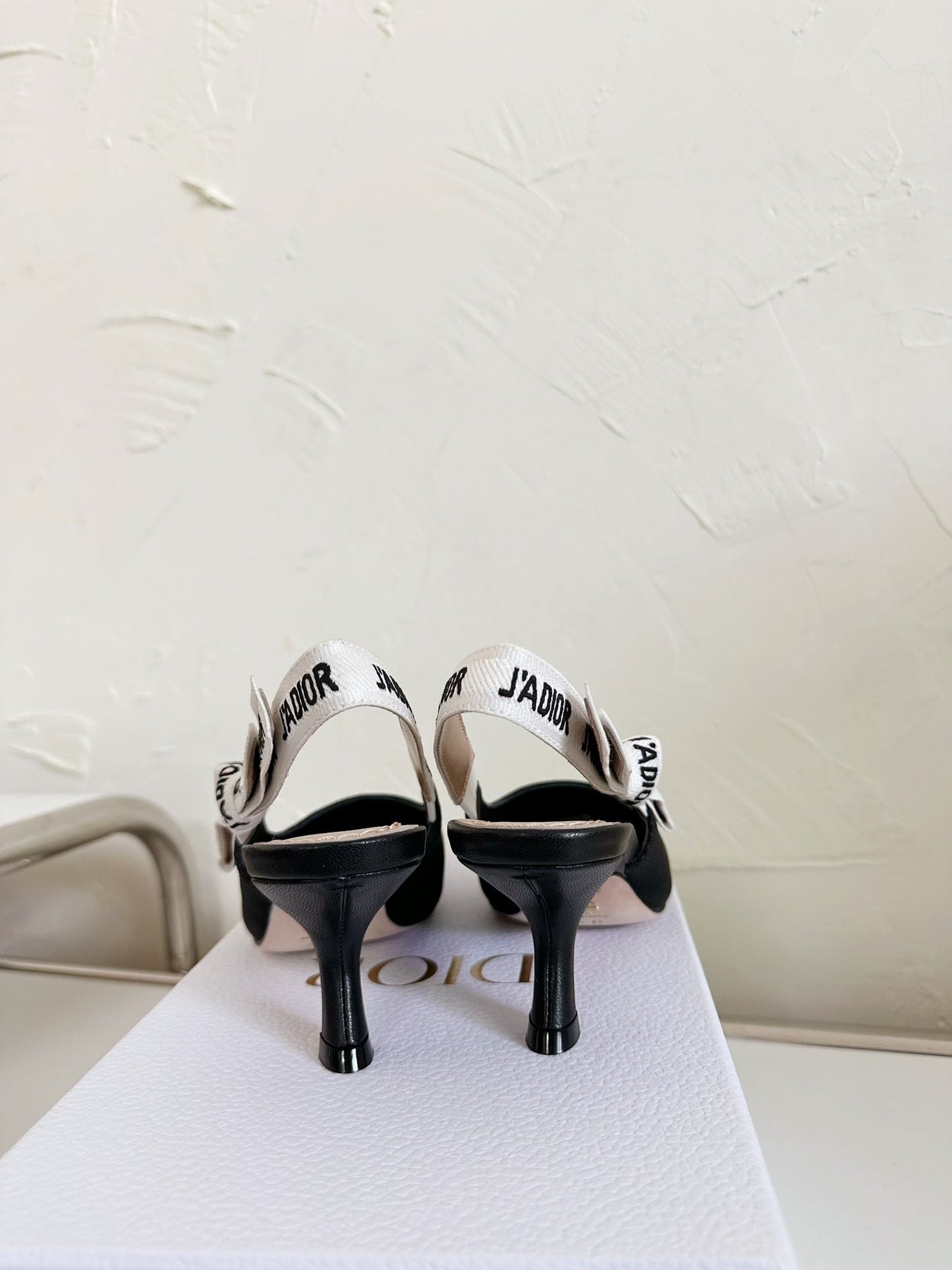 J'ADIOR SLINGBACK PUMP BLACK TECHNICAL FABRIC 65 MM