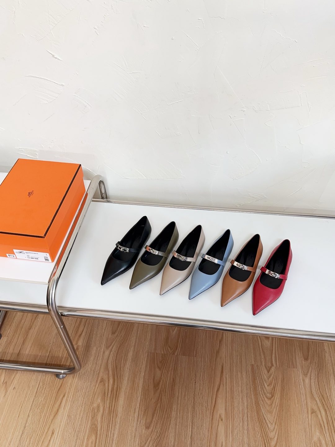 KIARA FLAT PUMP IN CERULEAN BLUE CALFSKIN