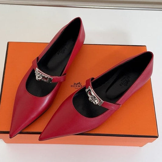 KIARA FLAT PUMP IN RUBY RED CALFSKIN