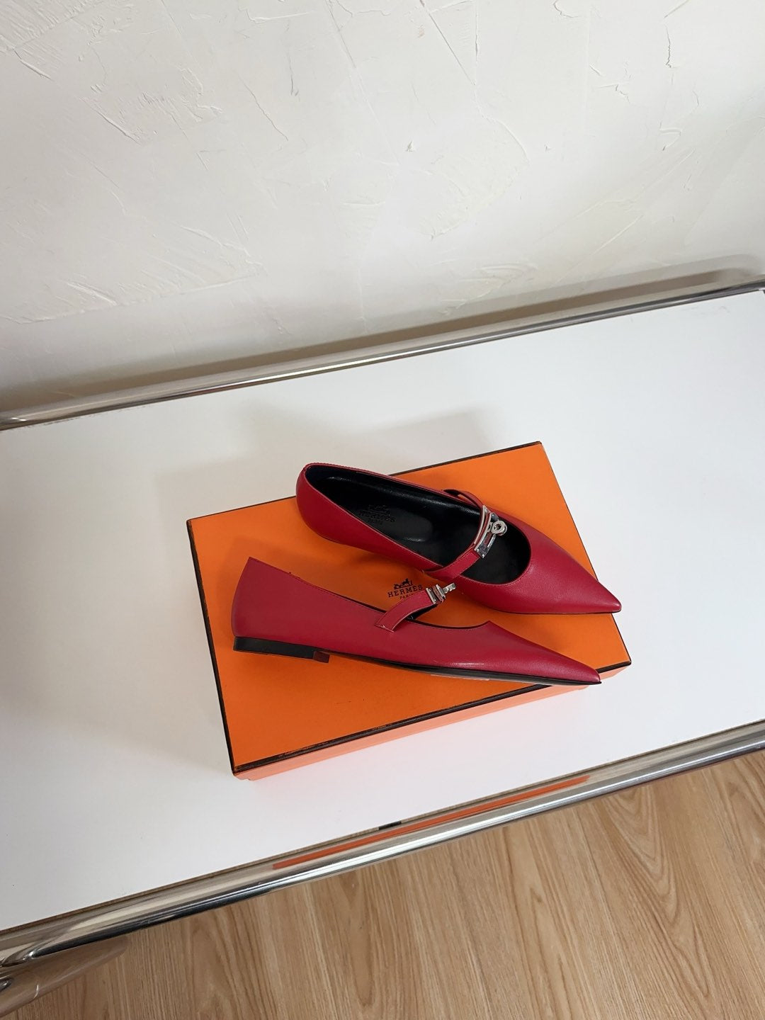 KIARA FLAT PUMP IN RUBY RED CALFSKIN