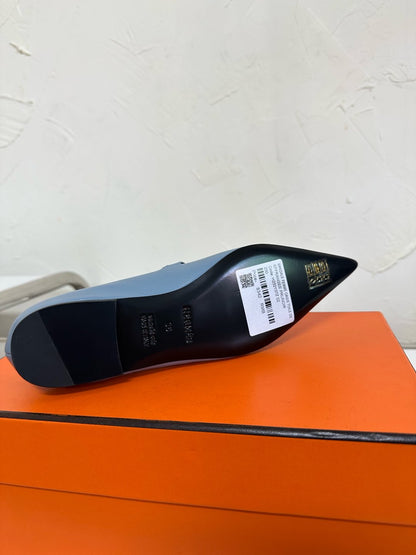 KIARA FLAT PUMP IN CERULEAN BLUE CALFSKIN