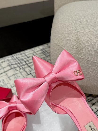 HIGH MULE IN ROUGH PINK SILK