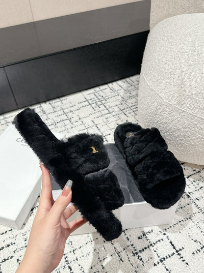 DAD SANDAL MULE IN BLACK SHEARLING