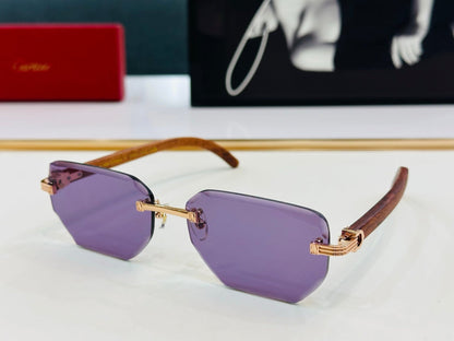 PREMIÈRE RECTANGULAR FRAME SUNGLASSES CT0620S IN METAL AND WOODEN
