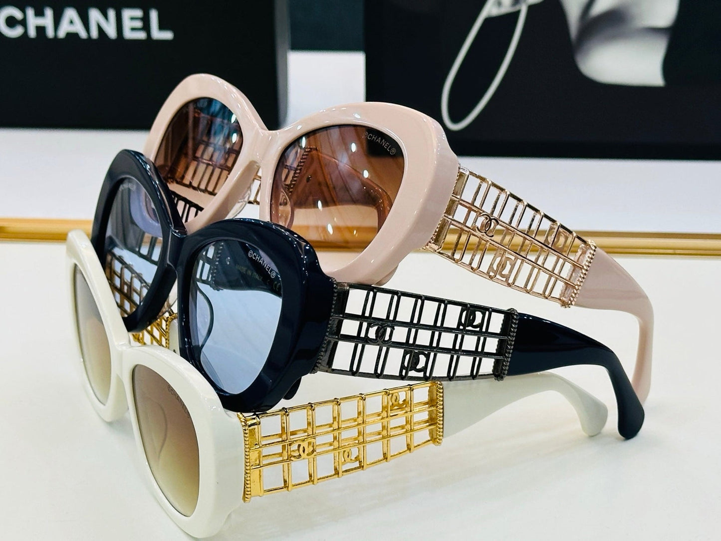 CAT EYE SUNGLASSES CH9170 IN ACETATE GOLD METAL