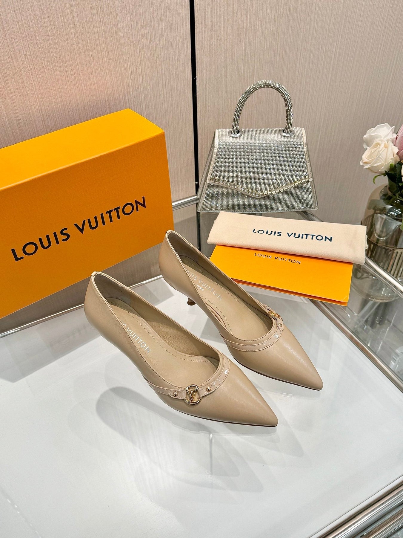 6AM HIGH HEELS 55 MM IN TAN BEIGE LAMBSKIN