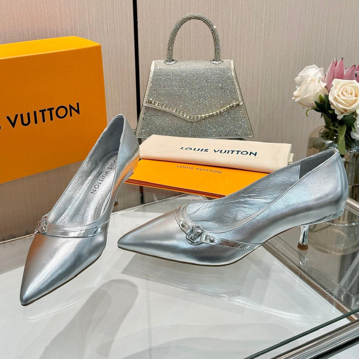 6AM HIGH HEELS 55 MM IN SILVER LAMBSKIN