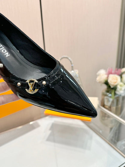 6AM HIGH HEELS 55 MM IN BLACK PATENT LAMBSKIN