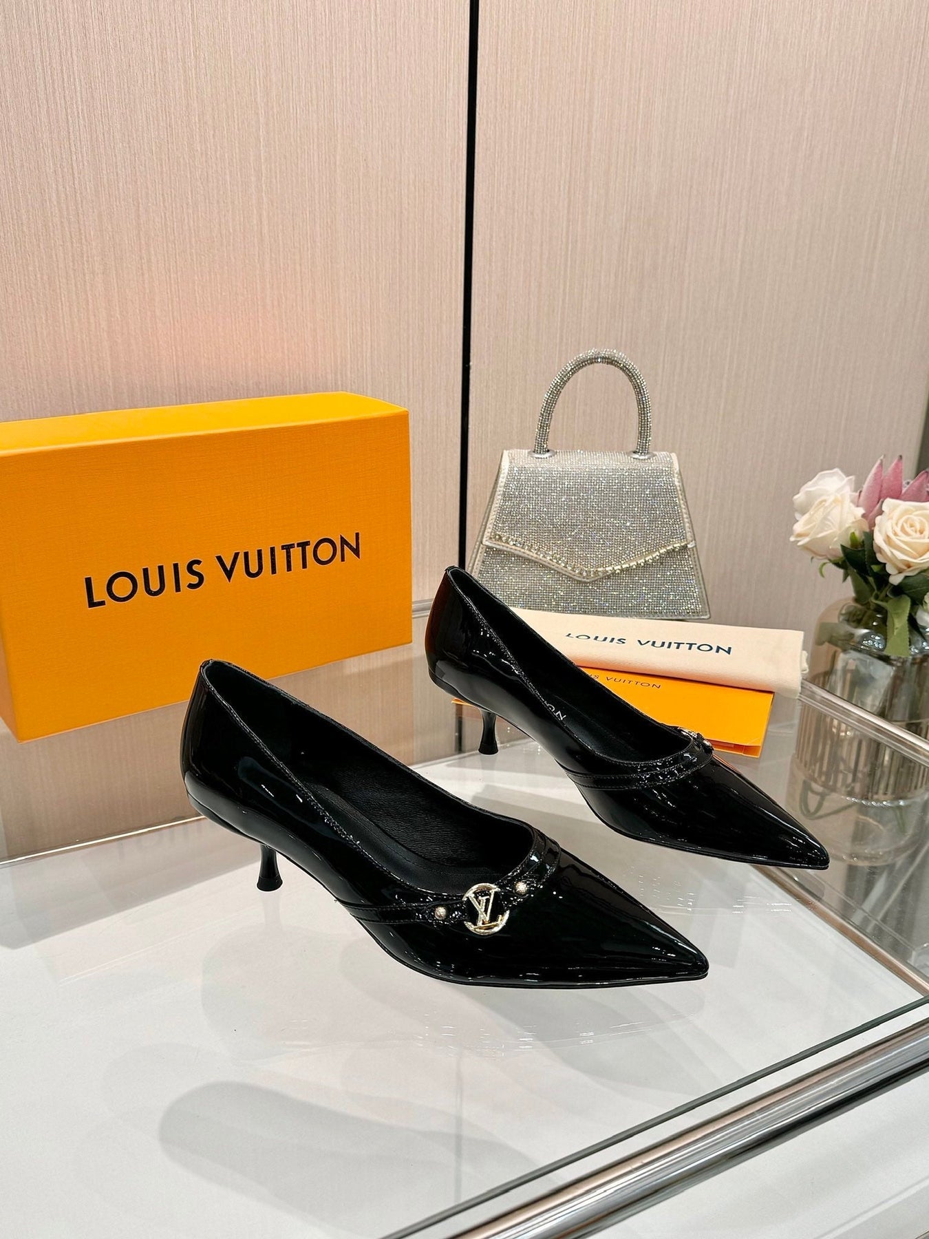 6AM HIGH HEELS 55 MM IN BLACK PATENT LAMBSKIN