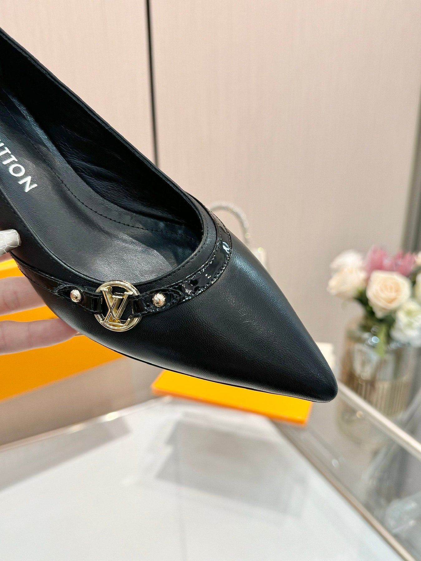 6AM HIGH HEELS 55 MM IN BLACK LAMBSKIN